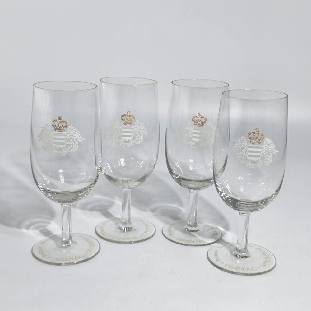 Prince Hubert De Polignac Cognac Etched Stemmed Glasses Set Of 4 VTG